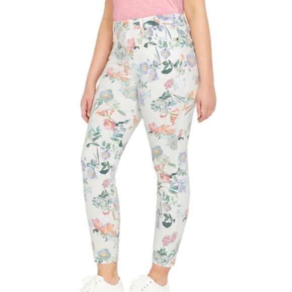 Buffalo David Britton Women's Floral Botanic White Ankle Pants Size 16 NWT - Picture 2 of 4